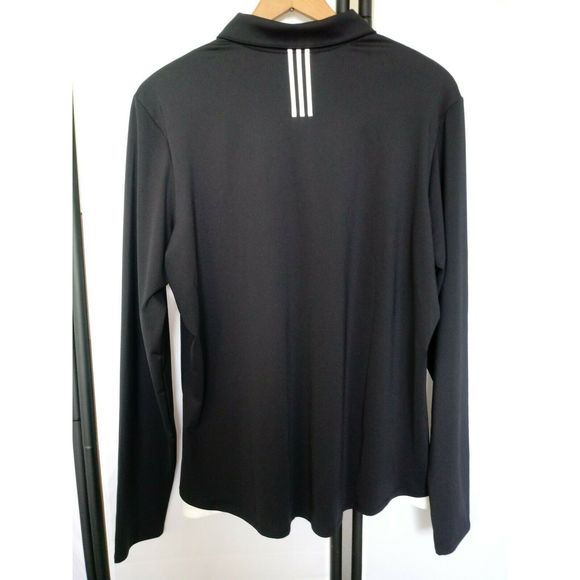 Adidas 4 Button Down Polo Black & White LS XL - Picture 2 of 5